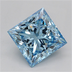 Picture of Lab Grown Diamond 2.73 Carats, Princess with  Cut, Fancy Vivid Blue Color, VS1 Clarity and Certified by IGI