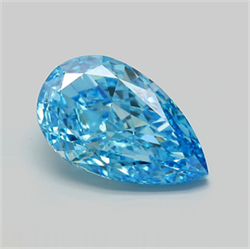 Picture of Lab Grown Diamond 5.96 Carats, Pear with  Cut, Fancy Vivid Blue Color, VS1 Clarity and Certified by IGI