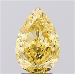 Picture of Lab Grown Diamond 3.03 Carats, Pear with  Cut, Fancy Intense Yellow Color, VS1 Clarity and Certified by IGI
