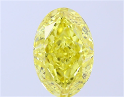 Picture of Lab Grown Diamond 5.05 Carats, Oval with  Cut, Fancy Vivid Yellow Color, VS1 Clarity and Certified by IGI