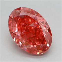 Picture of Lab Grown Diamond 3.04 Carats, Oval with  Cut, Fancy Vivid Pink Color, VVS2 Clarity and Certified by IGI