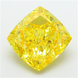 Picture of Lab Grown Diamond 10.01 Carats, CUSHION MODIFIED with  Cut, Fancy Vivid Yellow Color, VS2 Clarity and Certified by IGI