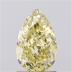 Picture of Lab Grown Diamond 1.40 Carats, Pear with  Cut, Fancy Yellow Color, VVS2 Clarity and Certified by IGI