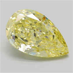 Picture of Lab Grown Diamond 4.33 Carats, Pear with  Cut, Fancy Intense Yellow Color, VS2 Clarity and Certified by IGI