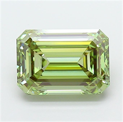 Picture of Lab Grown Diamond 2.56 Carats, Emerald with  Cut, Fancy Vivid Green Color, VVS2 Clarity and Certified by IGI