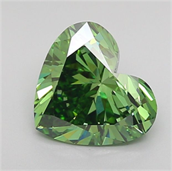 Picture of Lab Grown Diamond 1.34 Carats, Heart with  Cut, Fancy Vivid Green Color, VVS2 Clarity and Certified by IGI