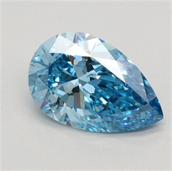 Picture of Lab Grown Diamond 1.52 Carats, Pear with  Cut, Fancy Vivid Blue Color, VVS2 Clarity and Certified by IGI