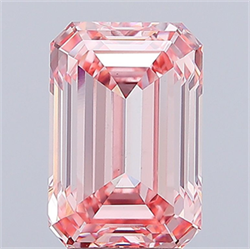 Picture of Lab Grown Diamond 5.08 Carats, Emerald with  Cut, Fancy Vivid Pink Color, VS1 Clarity and Certified by IGI