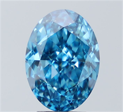 Picture of Lab Grown Diamond 4.04 Carats, Oval with  Cut, Fancy Vivid Blue Color, VVS2 Clarity and Certified by IGI
