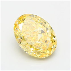 Picture of Lab Grown Diamond 2.02 Carats, Oval with  Cut, Fancy Vivid Yellow Color, VS1 Clarity and Certified by IGI