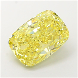 Picture of Lab Grown Diamond 5.08 Carats, CUSHION MODIFIED with  Cut, Fancy Intense Yellow Color, VS1 Clarity and Certified by IGI