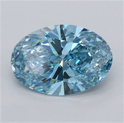 Picture of Lab Grown Diamond 1.52 Carats, Oval with  Cut, Fancy Vivid Blue Color, VVS1 Clarity and Certified by IGI
