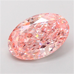 Picture of Lab Grown Diamond 3.03 Carats, Oval with  Cut, Fancy Vivid Pink Color, VS1 Clarity and Certified by IGI