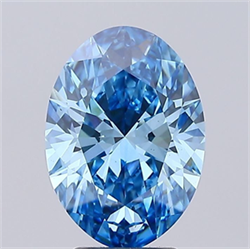 Picture of Lab Grown Diamond 3.92 Carats, Oval with  Cut, Fancy Vivid Blue Color, VS2 Clarity and Certified by IGI