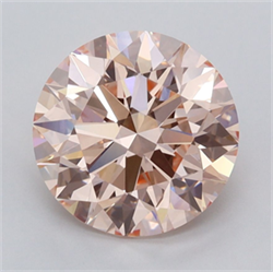 Picture of Lab Grown Diamond 3.03 Carats, Round with Ideal Cut, Fancy Vivid Pink Color, VVS2 Clarity and Certified by IGI