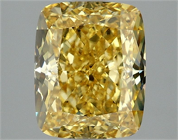 Picture of Lab Grown Diamond 3.10 Carats, CUSHION MODIFIED with  Cut, Fancy Vivid Yellow Color, VS1 Clarity and Certified by IGI
