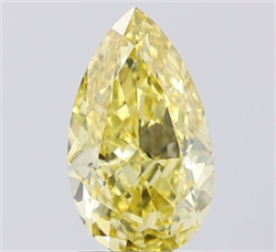 Picture of Lab Grown Diamond 1.62 Carats, Pear with  Cut, Fancy Intense Yellow Color, VVS2 Clarity and Certified by IGI