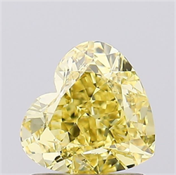 Picture of Lab Grown Diamond 1.35 Carats, Heart with  Cut, Fancy Intense Yellow Color, VVS2 Clarity and Certified by IGI
