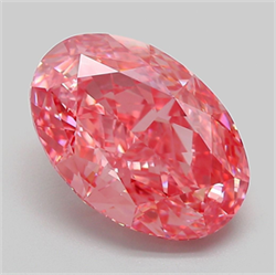 Picture of Lab Grown Diamond 5.56 Carats, Oval with  Cut, Fancy Vivid Pink Color, VVS2 Clarity and Certified by IGI