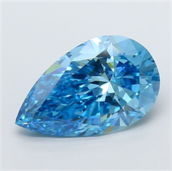 Picture of Lab Grown Diamond 3.05 Carats, Pear with  Cut, Fancy Vivid Blue Color, VVS2 Clarity and Certified by IGI