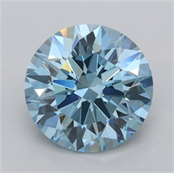 Picture of Lab Grown Diamond 1.52 Carats, Round with Ideal Cut, Fancy Vivid Blue Color, VVS2 Clarity and Certified by IGI