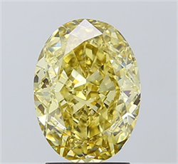 Picture of Lab Grown Diamond 3.03 Carats, Oval with  Cut, Fancy Intense Yellow Color, VS1 Clarity and Certified by IGI