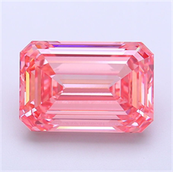 Picture of Lab Grown Diamond 5.62 Carats, Emerald with  Cut, Fancy Vivid Pink Color, VVS2 Clarity and Certified by IGI