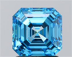 Picture of Lab Grown Diamond 2.00 Carats, Emerald with  Cut, Fancy Vivid Blue Color, VS2 Clarity and Certified by IGI