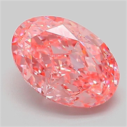 Picture of Lab Grown Diamond 2.10 Carats, Oval with  Cut, Fancy Vivid Pink Color, VVS2 Clarity and Certified by IGI