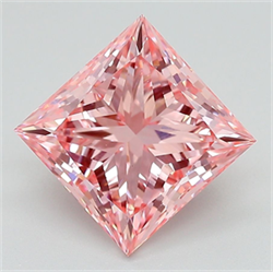 Picture of Lab Grown Diamond 3.08 Carats, Princess with  Cut, Fancy Vivid Pink Color, VS1 Clarity and Certified by IGI
