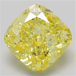 Picture of Lab Grown Diamond 4.24 Carats, CUSHION MODIFIED with  Cut, Fancy Vivid Yellow Color, VS1 Clarity and Certified by IGI