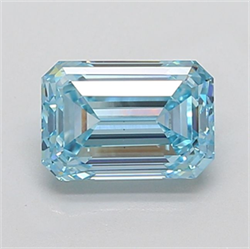 Picture of Lab Grown Diamond 3.17 Carats, Emerald with  Cut, Fancy Vivid Blue Color, VS1 Clarity and Certified by IGI