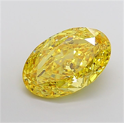 Picture of Lab Grown Diamond 7.10 Carats, Oval with  Cut, Fancy Vivid Yellow Color, VS2 Clarity and Certified by IGI