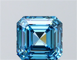 Picture of Lab Grown Diamond 1.54 Carats, Asscher with  Cut, Fancy Vivid Blue Color, VVS1 Clarity and Certified by IGI