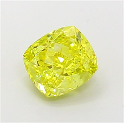 Picture of Lab Grown Diamond 1.52 Carats, Cushion with  Cut, Fancy Vivid Yellow Color, VVS1 Clarity and Certified by IGI