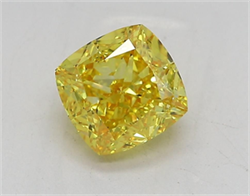 Picture of Lab Grown Diamond 1.51 Carats, CUSHION MODIFIED with  Cut, Fancy Vivid Yellow Color, VVS2 Clarity and Certified by IGI