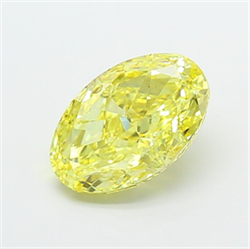 Picture of Lab Grown Diamond 3.04 Carats, Oval with  Cut, Fancy Vivid Yellow Color, VS1 Clarity and Certified by IGI