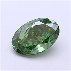 Picture of Lab Grown Diamond 1.29 Carats, Oval with  Cut, Fancy Vivid Green Color, VS1 Clarity and Certified by IGI