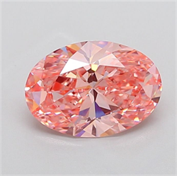Picture of Lab Grown Diamond 3.21 Carats, Oval with  Cut, Fancy Vivid Pink Color, VVS2 Clarity and Certified by IGI