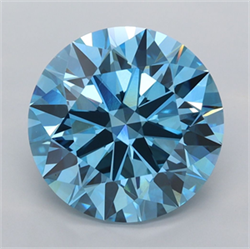 Picture of Lab Grown Diamond 5.04 Carats, Round with Ideal Cut, Fancy Vivid Blue Color, VVS1 Clarity and Certified by IGI