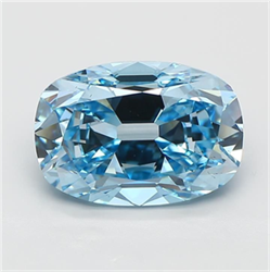 Picture of Lab Grown Diamond 4.60 Carats, Cushion with  Cut, Fancy Vivid Blue Color, VS2 Clarity and Certified by IGI