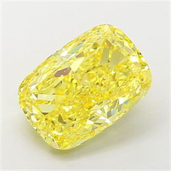 Picture of Lab Grown Diamond 4.82 Carats, CUSHION MODIFIED with  Cut, Fancy Vivid Yellow Color, VS1 Clarity and Certified by IGI