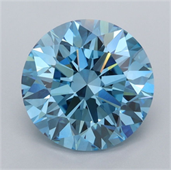 Picture of Lab Grown Diamond 3.04 Carats, Round with Ideal Cut, Fancy Vivid Blue Color, VVS2 Clarity and Certified by IGI