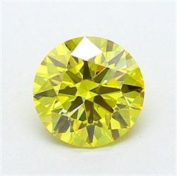 Picture of Lab Grown Diamond 1.35 Carats, Round with Excellent Cut, Fancy Vivid Yellow Color, VVS1 Clarity and Certified by IGI