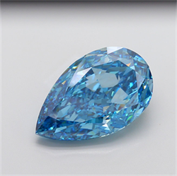 Picture of Lab Grown Diamond 18.06 Carats, Pear with  Cut, Fancy Vivid Blue Color, VS1 Clarity and Certified by IGI