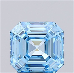 Picture of Lab Grown Diamond 1.51 Carats, Asscher with  Cut, Fancy Vivid Blue Color, VVS2 Clarity and Certified by IGI