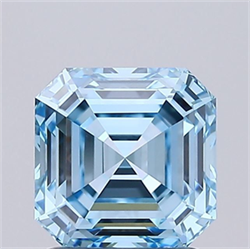 Picture of Lab Grown Diamond 1.56 Carats, Asscher with  Cut, Fancy Vivid Blue Color, IF Clarity and Certified by IGI
