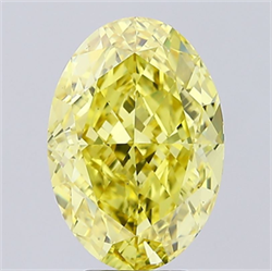 Picture of Lab Grown Diamond 6.50 Carats, Oval with  Cut, Fancy Vivid Yellow Color, VS1 Clarity and Certified by IGI