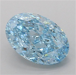 Picture of Lab Grown Diamond 1.82 Carats, Oval with  Cut, Fancy Vivid Blue Color, VVS2 Clarity and Certified by IGI