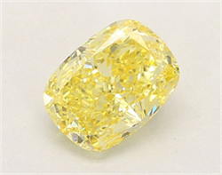 Picture of Lab Grown Diamond 2.54 Carats, CUSHION MODIFIED with  Cut, Fancy Intense Yellow Color, VVS2 Clarity and Certified by IGI